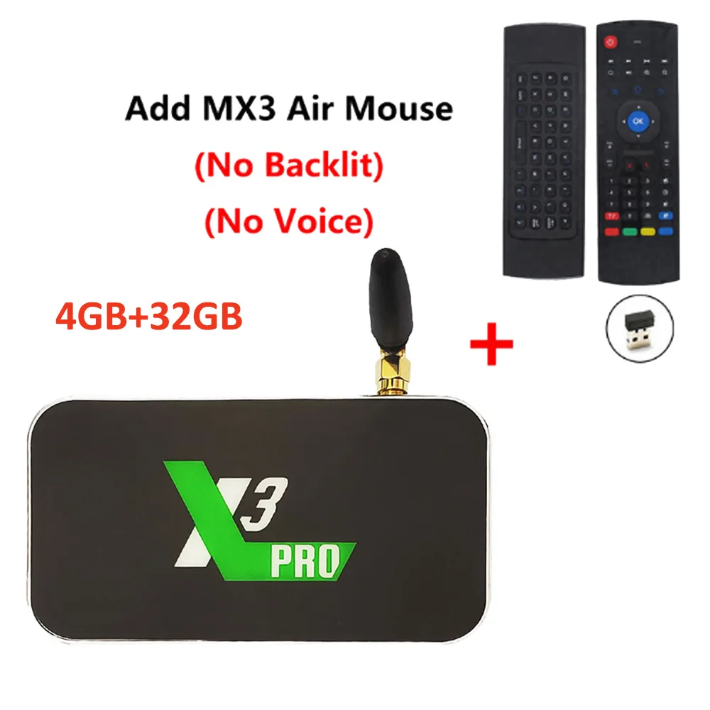 4GB 32GB add MX3 Android Tv Box Ugoos X3 Pro Amlogic S905x3 LPDDR4 4GB 32GB 2.4G5G wifi LAN RJ45 1000M 4K телеприставка Ugoos X3 Pro медиаплеер - Цвет: 4GB 32GB add MX3
