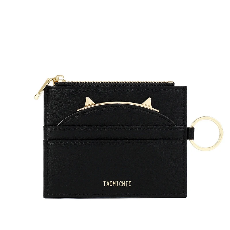 New Fashion Pu Leather Coin Purse Women Small Wallet Change Purses Money Bag Zipper Card Holder Dollar Wallets - Color: Black