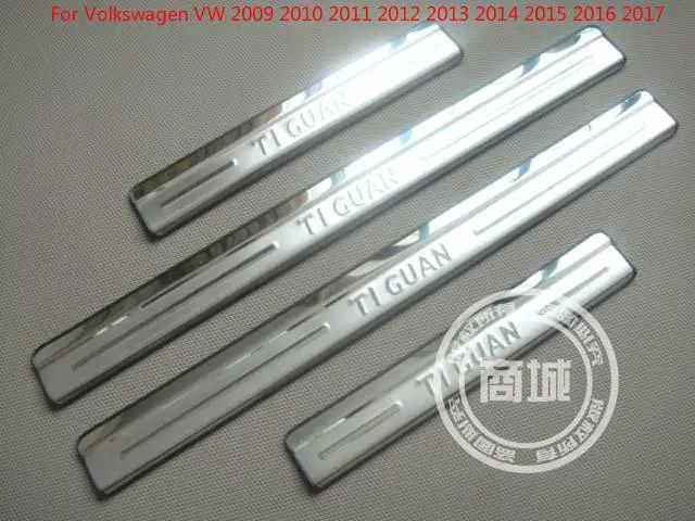 Для Volkswagen 2009 2010 2011 2012 2013 Высокое качество нержавеющая сталь Накладка/дверь SillCar-Стайлинг двери s - Цвет: Серебристый