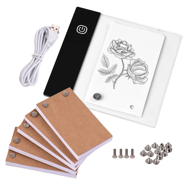 Flip Book Kit with Mini Light Pad LED Lightbox Tablet Design with Hole 300 Sheets Flipbook Paper Binding Screws for Drawing 1