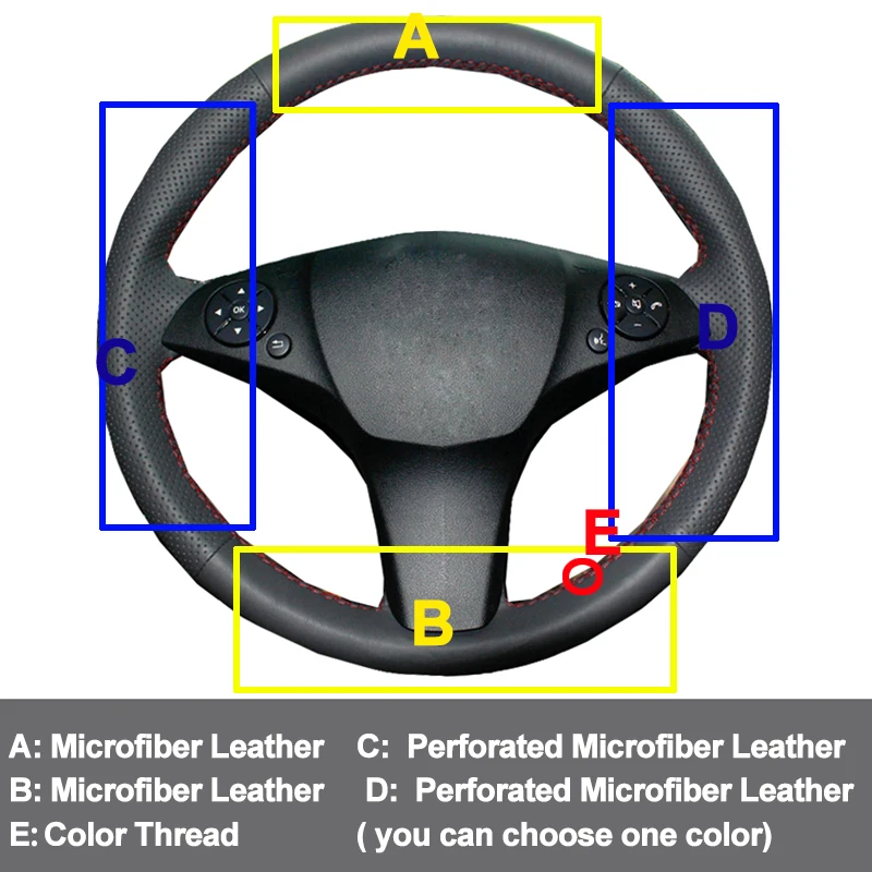Car Auto Steering-Wheel Cover For Mercedes-Benz C180 C200 C350 C300 CLS 280 300 350 500 GLK 300 2008 2009 2010 Volant Stuurhoes