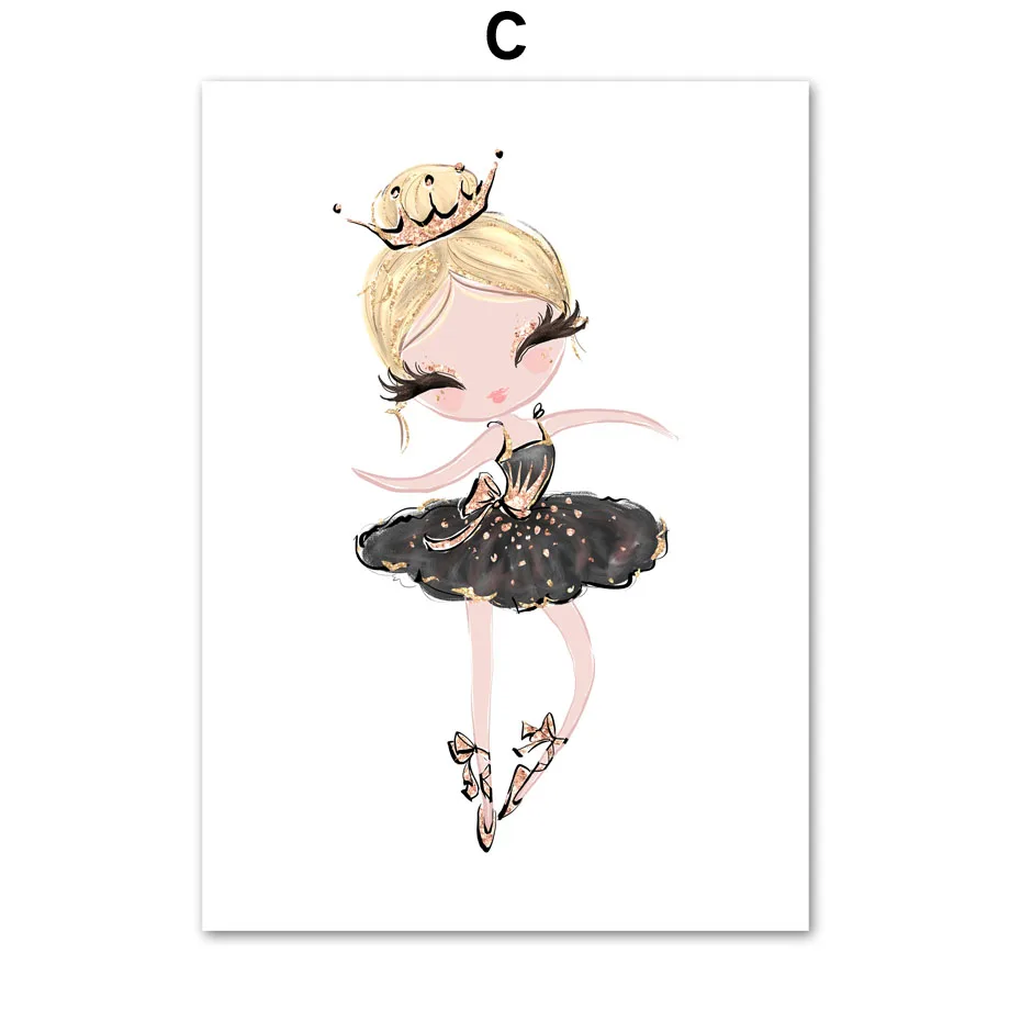 Cartoon-Pink-Unicorn-Swan-Girl-Crown-Flower-Nordic-Posters-And-Prints-Wall-Art-Canvas-Painting-Wall (6)