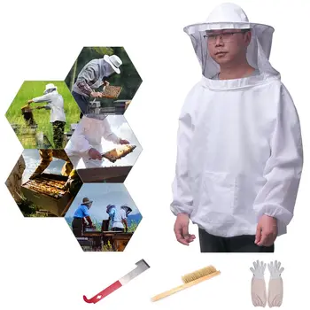 

1/4Pcs Beekeeping Suit White Protective Beekeeping Clothing Veil Dress With Hat Equip Suit Beekeeping Jacket Tool Set Dropship