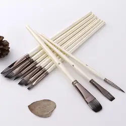 Easy Clean 10Pcs/Set Useful Rock Canvas Watercolor Paint Brush Nylon Watercolor Paint Brush Comfortable Grip   for Classroom