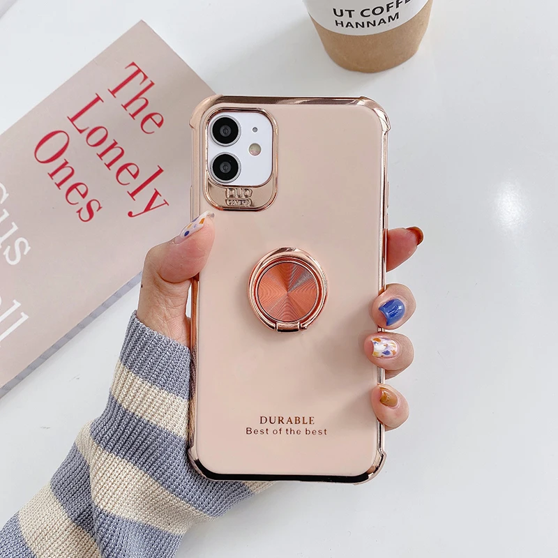 Luxury Cute Plating Silicone Ring Bracket Phone Case For iPhone 11 Pro Max XSmax XR X 8 7 Plus Ultra-thin Shockproof Stand Cover Luxury Cute Plating Silicone Ring Bracket Phone Case For iPhone 11 Pro Max XSmax XR X 8 7 Plus Ultra-thin Shockproof Stand Cover