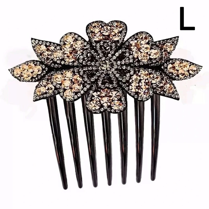 shein hair accessories Vintage Flower Crystal Hairclips Fashion Hair Maker Bun Hair Combs Plastic Shiny Hairpins for Women Hair Accessories Gift flower hair clips