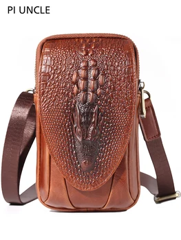 

New Men Oil Wax Genuine Leather Belt Bag Waist Cell/Mobile Phone Hip Belt Bum Purse Waist Bag Pouch Fanny Pack Men Belly minibag