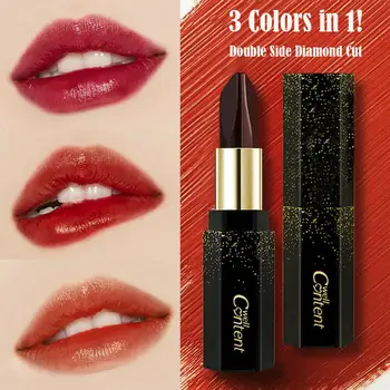 

3 Color in 1 Lipstick Explosive Angel Temptation Diamond Full Three-Color Lipstick Matte Makeup Waterproof Long Lasting Lipstick