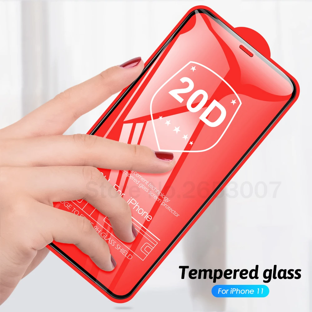 Закаленное стекло 20D для iPhone 11 Pro Max пленка на клеевой основе экрана X XR XS MAX 8 7 6 6S Plus |