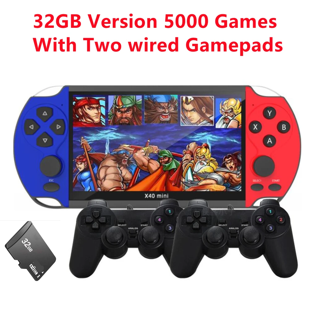 X40 Mini 6.5 inch Screen Portable Handheld Game Console 8G/32GB 5000 games for mega drive/snes support video/music/photo/tv out 