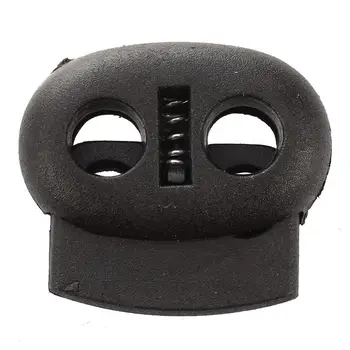 

20 Pcs 2 Holes 3.6mm Drawstring Cord Locks Spring Toggles Black