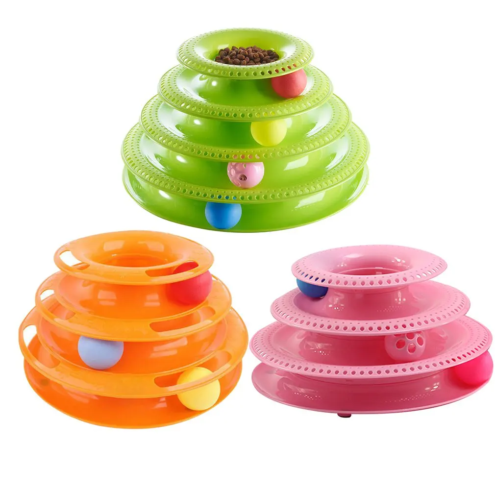 

Pets Interactive Toys Cats Four-tier Turntable Pet Intellectual Track Tower Funny Cat Toy Plate 4 Levels