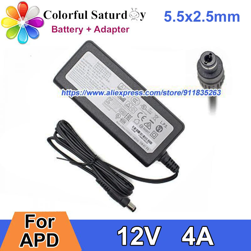 

Genuine For APD DA-48T12 AC Adapter 12V 4A Laptop Charger Power Supply 48W 5.5x2.1mm