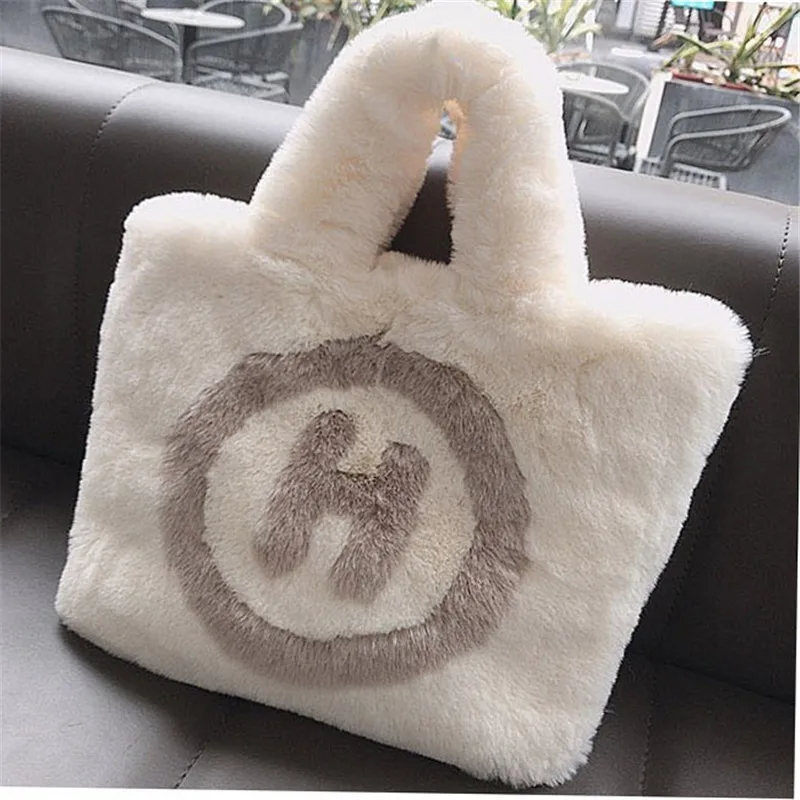 Зимняя новая модная сумка через плечо женская на цепочке большая плюшевая зимняя