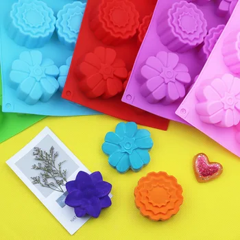 

than 6 Cavity Mixed Three Flowers Silicone Cake Mold Handmade fei zao mo Mooncake Mold DIY Baking Tool Fragrance