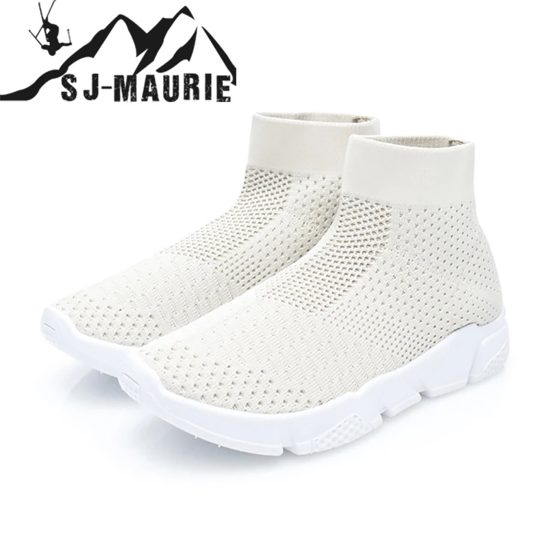 SJ-Maurie Sock Sneakers Breathable Sport Shoes Sock Boots Woman Shoes Middle Top Running Shoes For Women