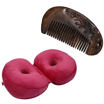 

Natural Health Care Brown Sandalwood Hair Comb Anti-Static Beard Wooden Comb of Hair Brush with Red New Massage Cushion