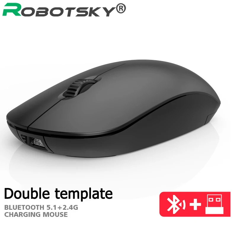 Ratón inalámbrico Bluetooth 5,0 2,4G, recargable, modo Dual, modo de reposo Larga, silencioso, portátil, para Notebook y PC
