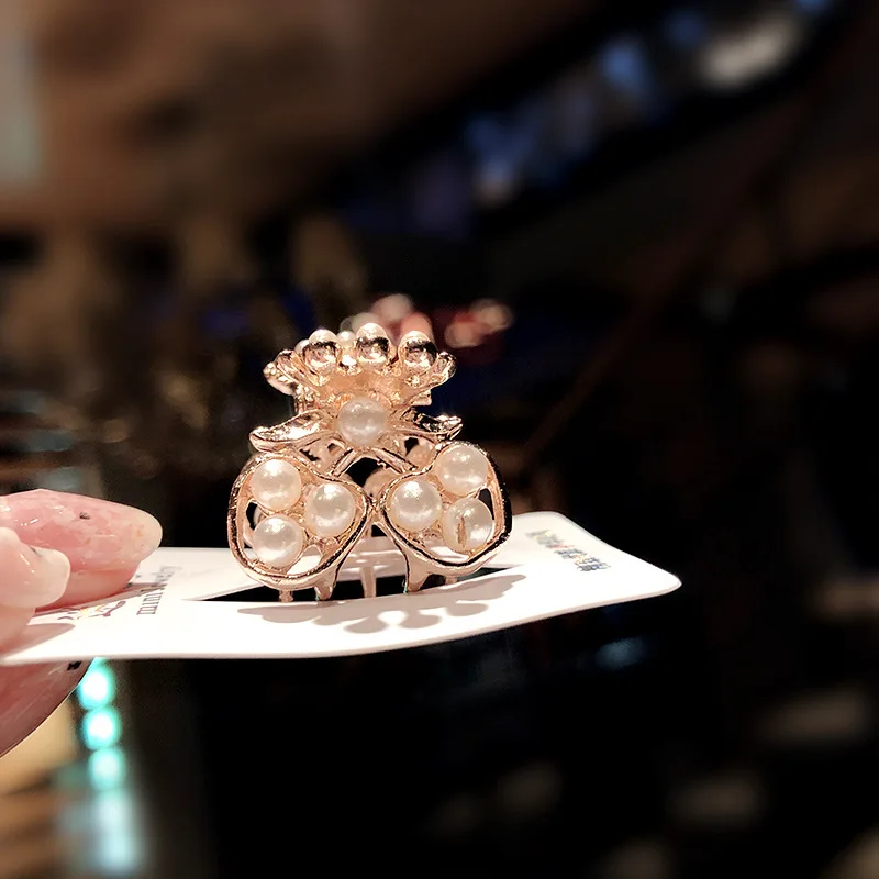 New Women Elegant Vintage Pearls Flower Small Hair Claws Sweet Headband Hair Clip Hairpin Hair Holder Fashion Hair Accessories