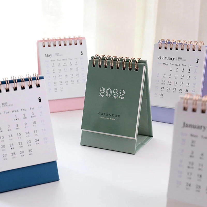 2022 Hand Drawing Solid Color Series Mini Desk Calendar DIY Portable Desktop Calendars To Do List Daily Schedule Planner Office |