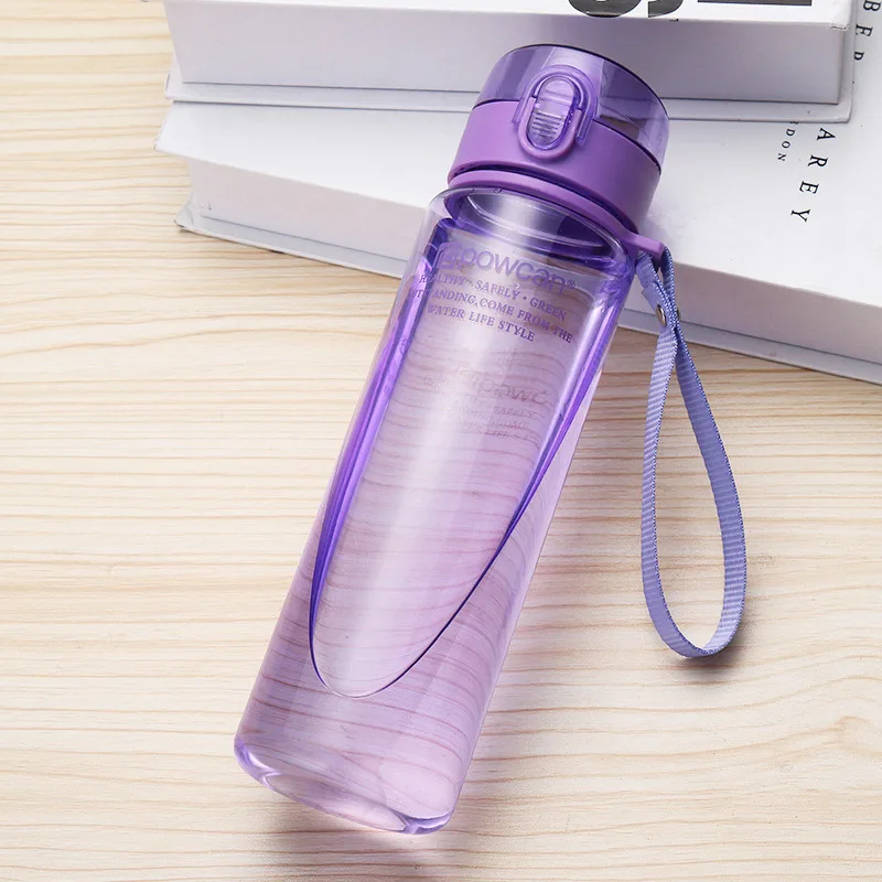 Transparent purple Спортивные бутылки для воды дорожная бутылка для воды Минималистичная шейкер бутылки 400 мл/500 мл пластиковая Удобная походная бутылка - Цвет: Transparent purple