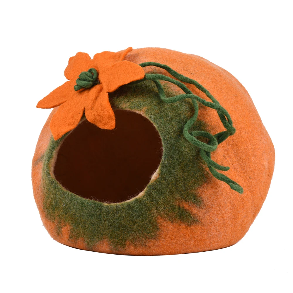

Handcrafted Felted Wool Pet Cat Cave Bed Nest Soft Comfortable Dog Cat Self-Warming Sleeping Bag for Large Cats Kittens House