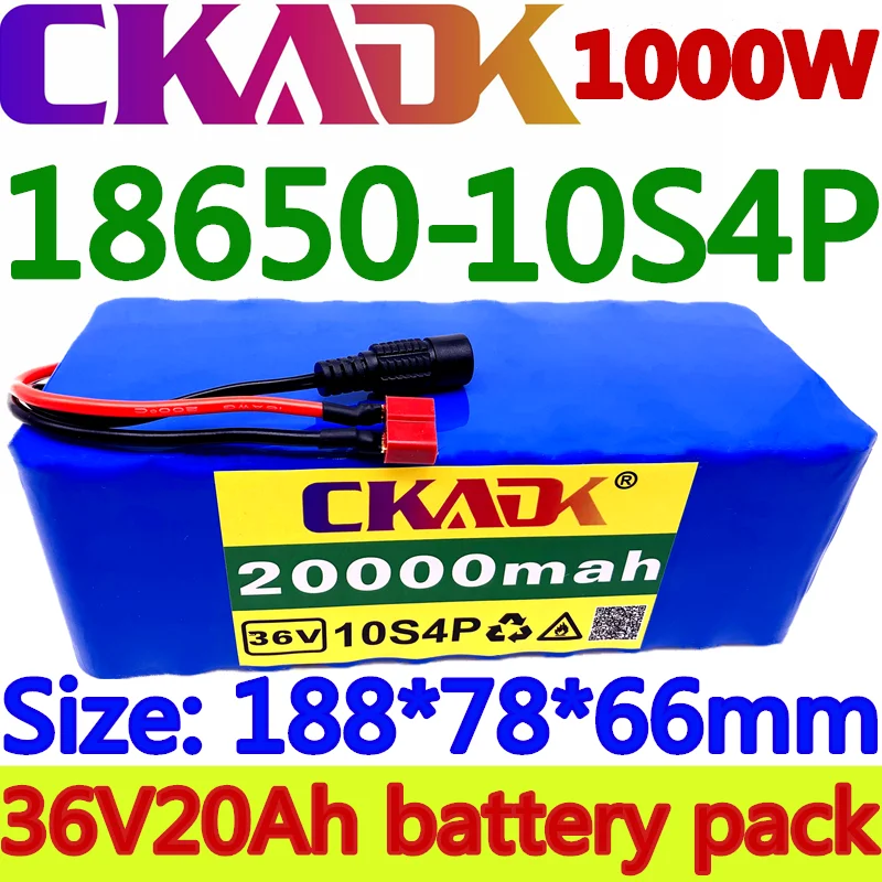 2020 Новый CKADK е байка 36В Батарея 10S4P 20Ah 1000 Вт высокой мощности Мощность 20000 мА/ч