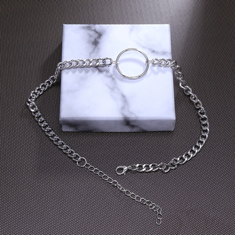 New Necklace For Women Gothic Chain Choker Circle Rock Statement Necklace Circle Decoration Metal Jewelry Vintage Fashion pendant necklace