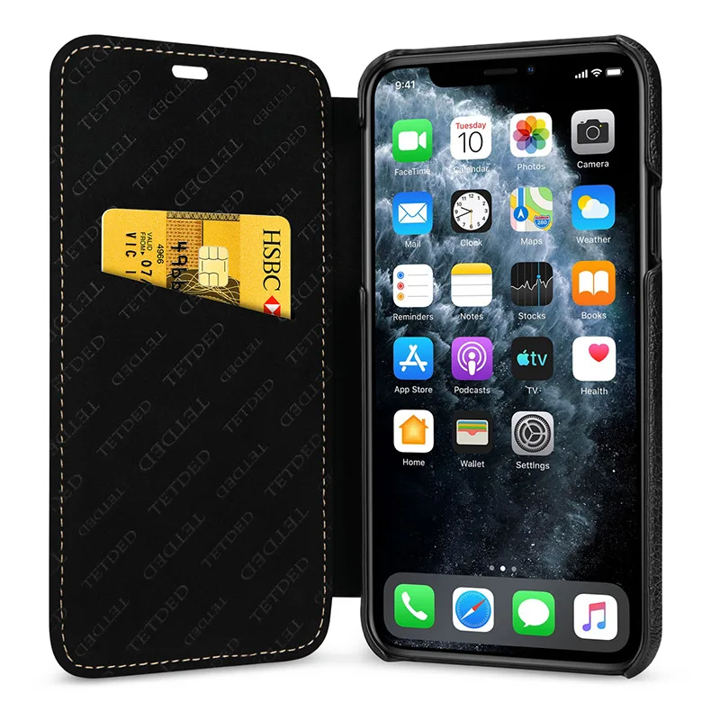 Чехол-кошелек для iPhone 11 Pro Max Бизнес Флип из натуральной кожи чехлы для телефона для iPhone 11/11Pro Funda coque capa