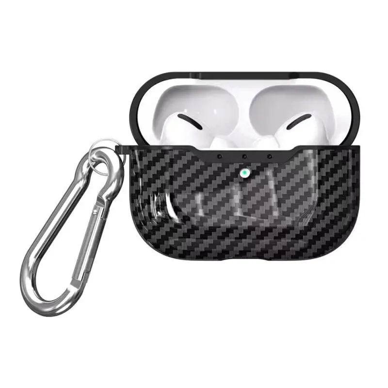 Чехол из углеродного волокна противоударный беспроводной Bluetooth защитный чехол для наушников для Air Pods Pro Чехол с брелком для Air Pods Pro