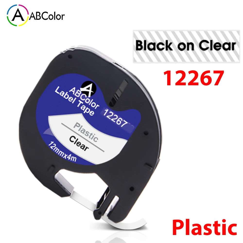 1Pcs 12267 Compatible for Dymo LetraTag Label Tape 16951 16952 Black on Clear LT 12267 For Dymo LT100H QX-50 2000 Label Maker