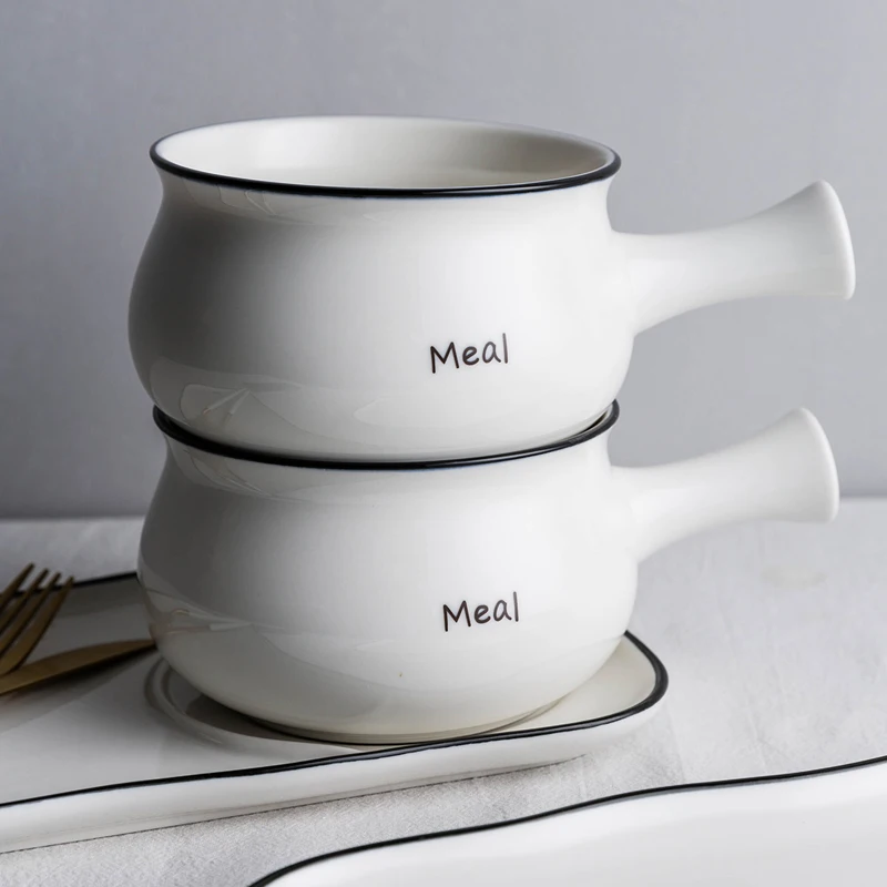 Modern Letter ceramic dishes one person food set dishes home bread breakfast plate tray with handles handle oatmeal bowl