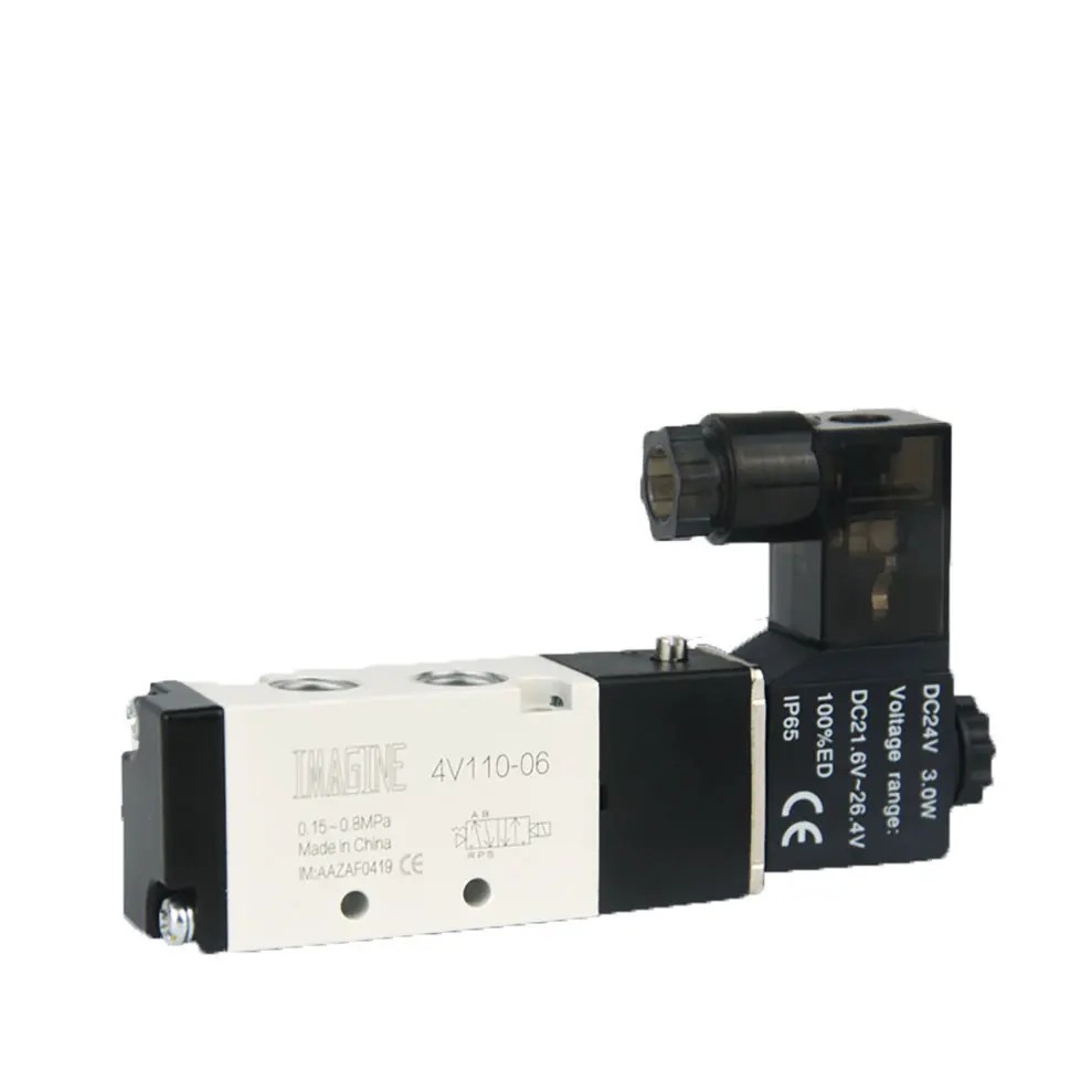 

Pneumatic Electric Solenoid Valve 5 Way 2 Position 4V110-06 1/8" Port Size DC12V 24V AC110V 220V Air Gas Magnetic control Valve
