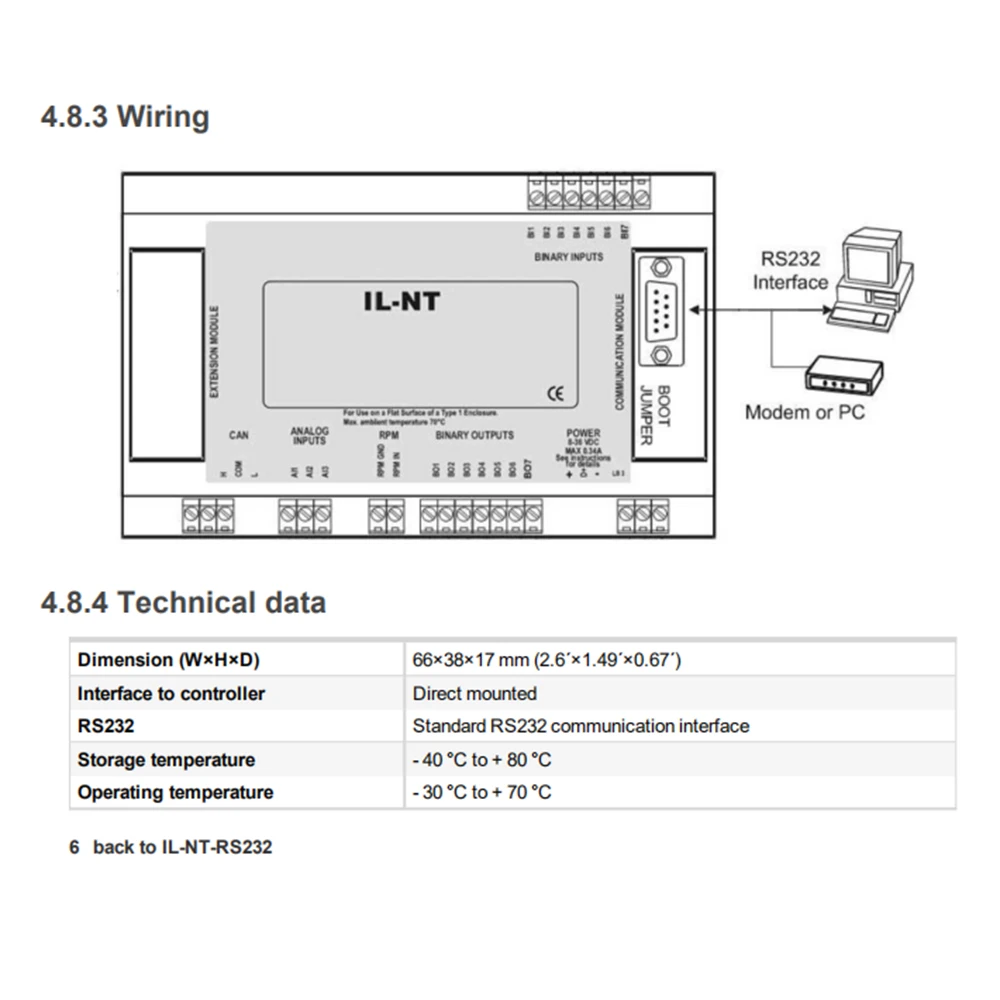 IL-NT-RS232 IL-NT S-US сетевая карта Подключаемый модуль связи для InteliLite тnt InteliCompact NT и InteliDrive