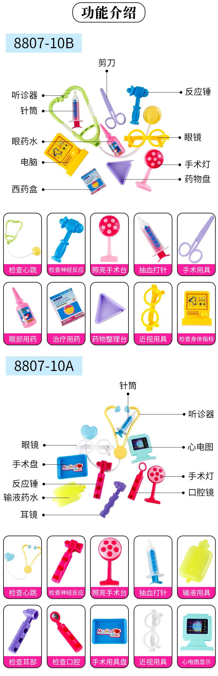 Модель xiao tao zhuang инструмент доктор 10-Piece игрушка медицинская сумка унисекс медсестры провинции Гуандун играть дома женщин