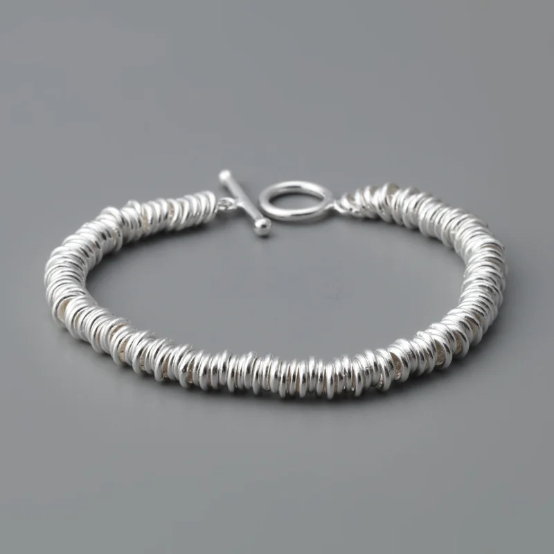 Браслет из чистого серебра 925 пробы в стиле ретро с простой проволочной связью S925(FGL