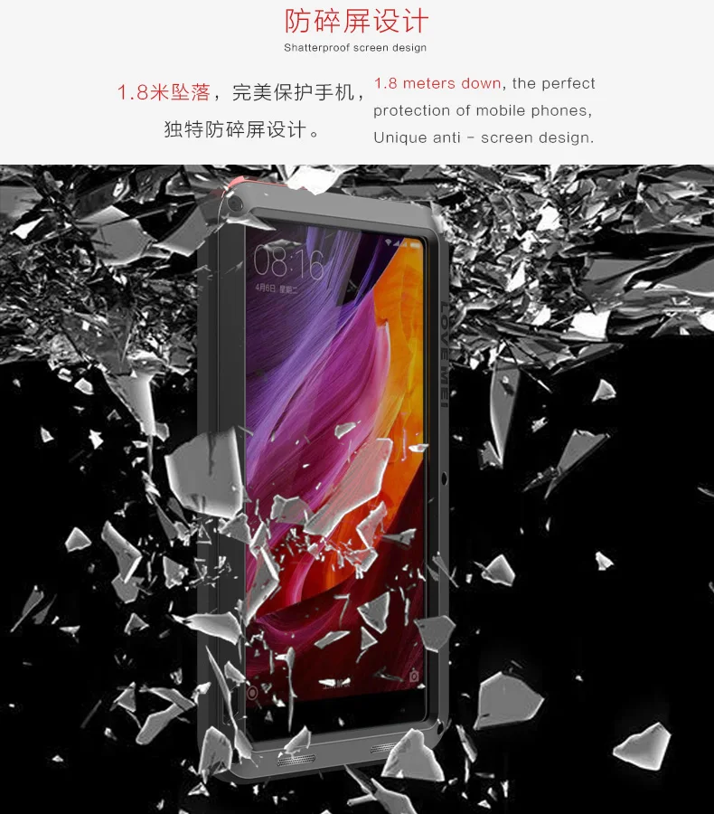 Чехол Love Mei Armor, водонепроницаемый чехол, для Xiaomi mi Mix 2, Fundas, корпус, металлическая подставка, противоударный чехол для Xiaomi mi x 1