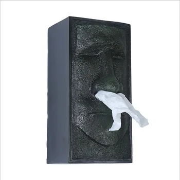 

Easter Island Tissue Storage Box Creative Head Facial Tissue Box Holder Dispenser Face Retro Home Finishing Box