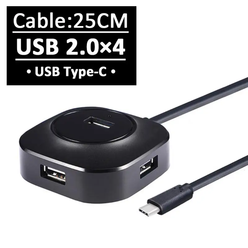 Мульти usb-хаб 3,0 USB C концентратор USB разветвитель type C концентратор 4 порта расширитель USB-C 3,0 Hab адаптер с интерфейсом питания type-C док-станция - Цвет: Type-C2.0x4 25cm