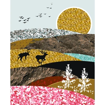 

Deer In Autumn Painting By Numbers Scenery DIY Oil Coloring By Numbers Street Landscape Canvas Paint Art Pictures Home Decor