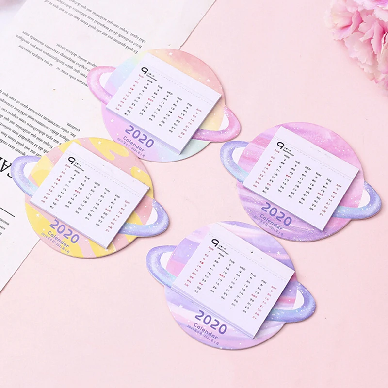Creative Colorful Planet Calendar Wall Sticker Mini Portable Calendars Daily Table Planner.09~.12