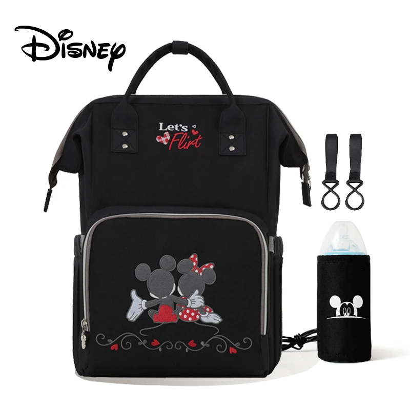 black Настоящая сумка для подгузников disney Mommy, рюкзак с USB изоляцией, подогреватель бутылочек, детские сумки, сумка для подгузников для мамы, коляски, для ухода за ребенком - Цвет: black