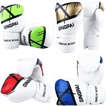 

2017 New kick Boxing Gloves PU Leather Half Mitts Mitten Muay Thai karate taekwondo Training Boxing Sanda Glove for adult 4color