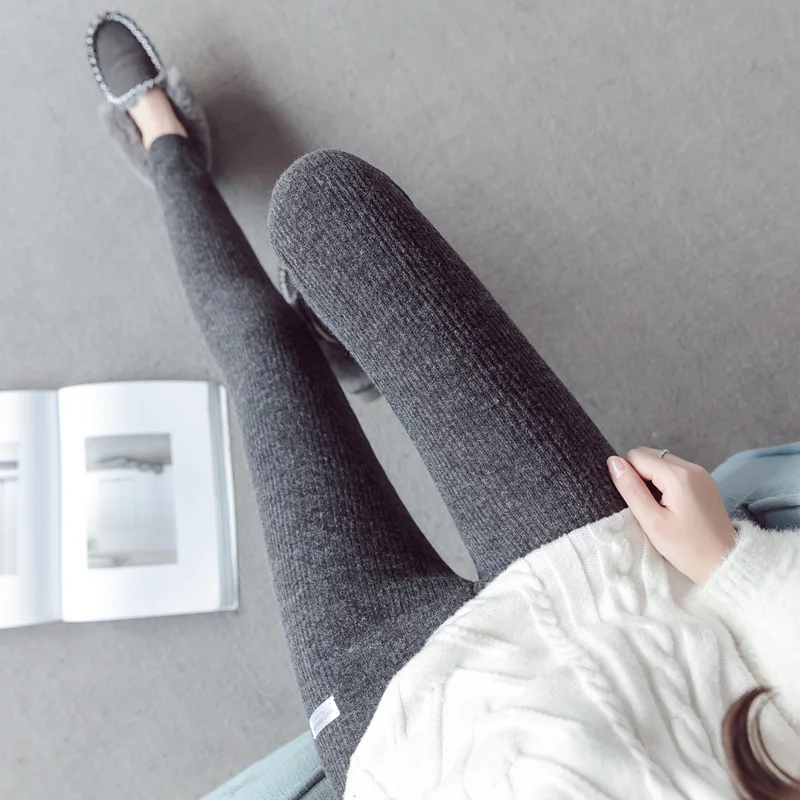 Gray Новая одежда для беременных Брюки осень и зима новые корейские модные трикотажные Леггинсы для беременных женщин - Color: Gray