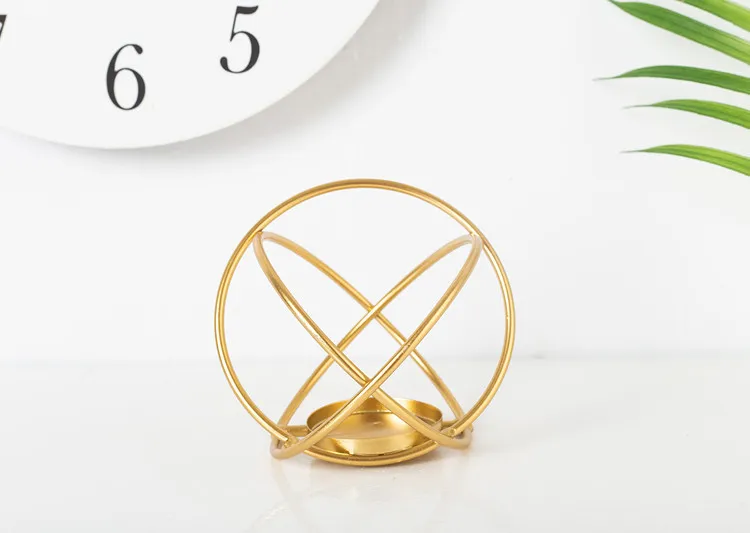 Round Candleholder Модный геометрический Железный подсвечник, настенный подсвечник, украшение, бра, подсвечник из нержавеющей стали, минималистичный свадебный Декор для дома, подарок - Цвет: Round Candleholder