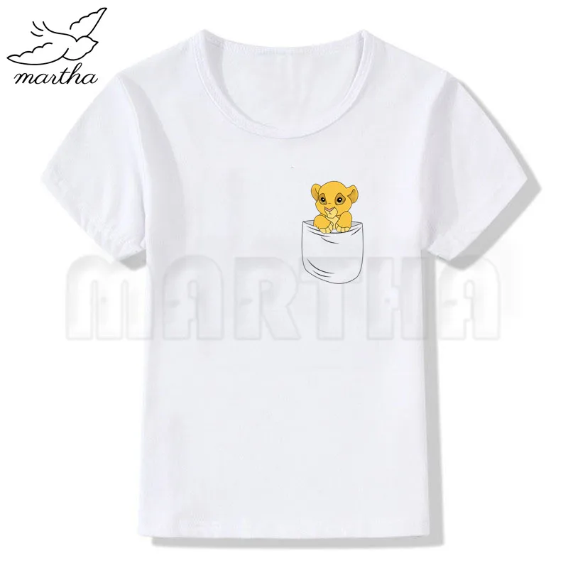 Children Summer Tops Boys Girls Cartoon The Lion King Simba Cute Print T-shirt Children Funny Short Sleeve Baby Clothes
