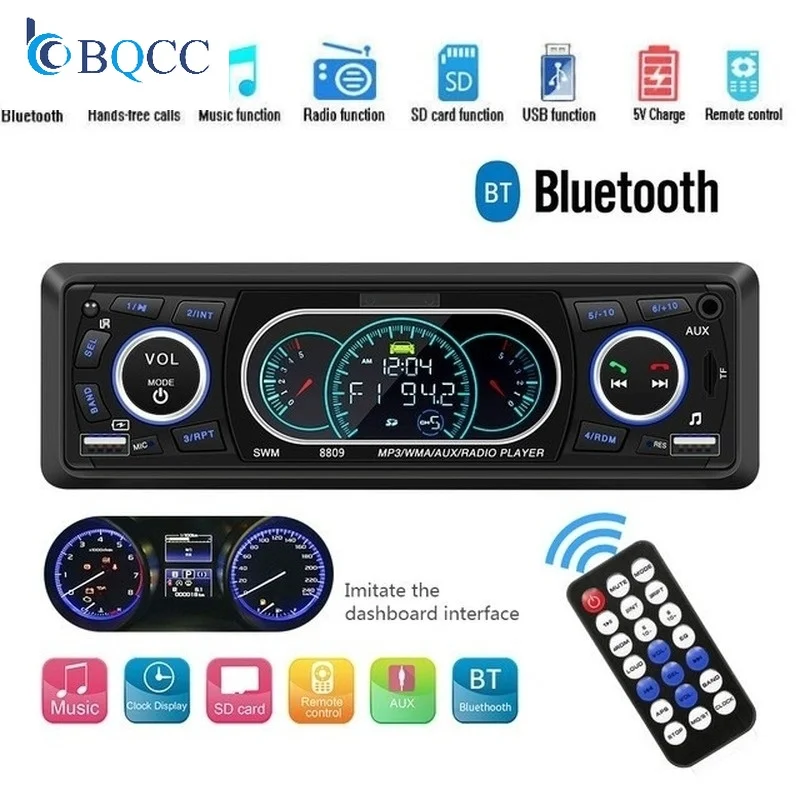 Автомагнитола 1 Din стерео аудио Bluetooth кассетный плеер 8809 дистанционное управление