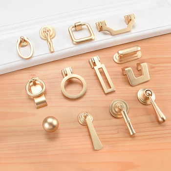 

Golden Cabinet Pulls Zinc Alloy Furniture concealed buckle Handle Cupboard Door drawer single hole Handle Drawer Knobs Hardware