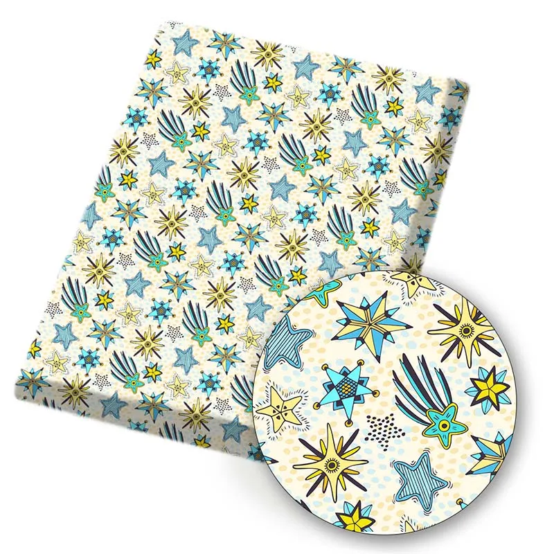 

IBOWS Polyester Cotton Fabric Color Stars Theme Printed Cloth Fabric Dress Garment Bag Home Textile DIY Sewing 45*150cm 80g