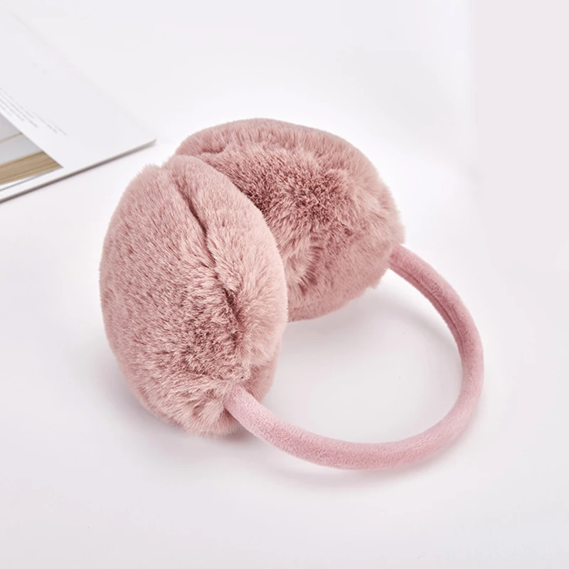 Регулируемые теплые наушники из искусственного меха, Женская повязка на голову, складные зимние защитные наушники для ушей, теплые наушники для полного объемного звучания# YJ3 - Цвет: dark pink